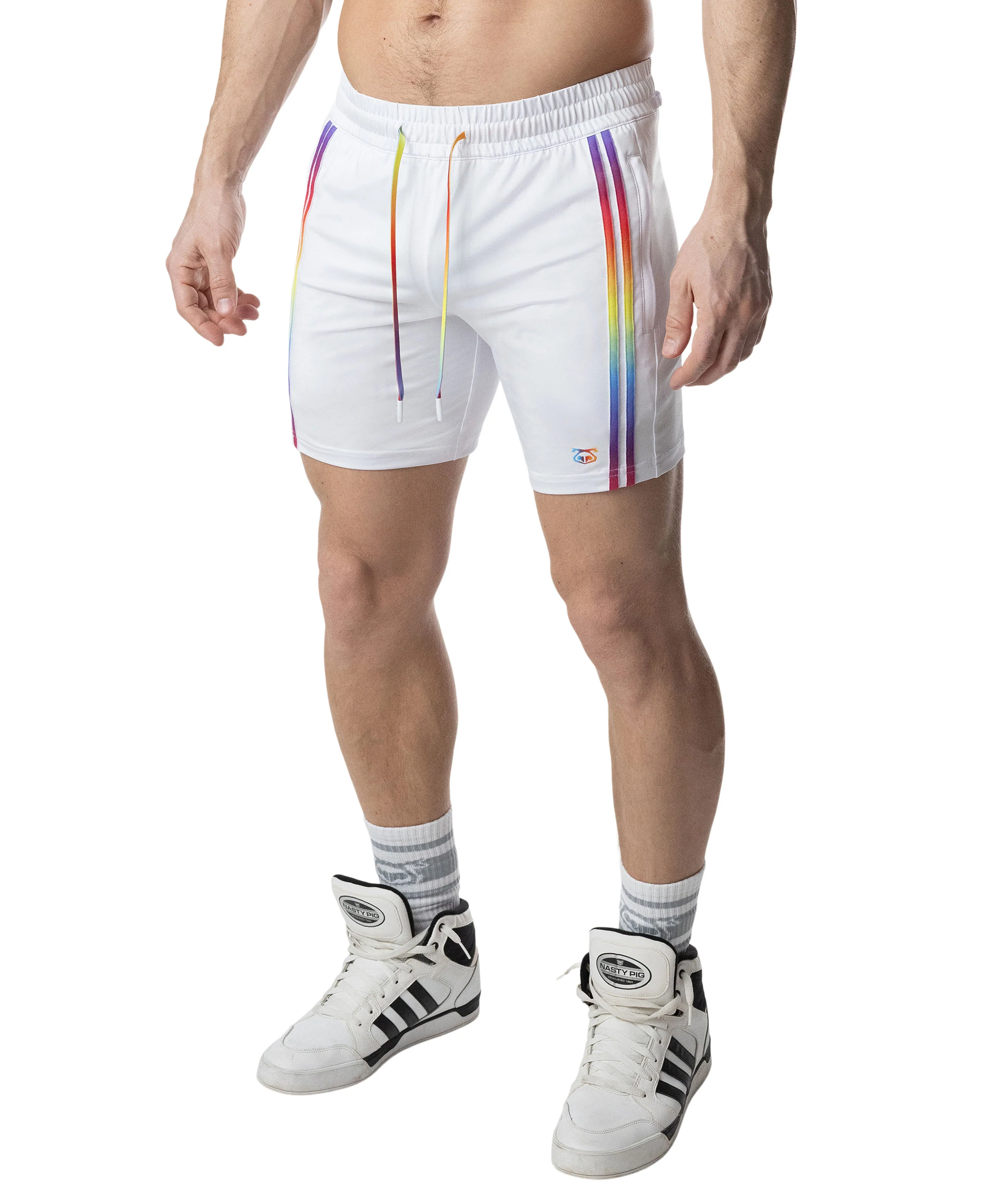 Aura Pride Rugby Short - White/Multi - Image 3