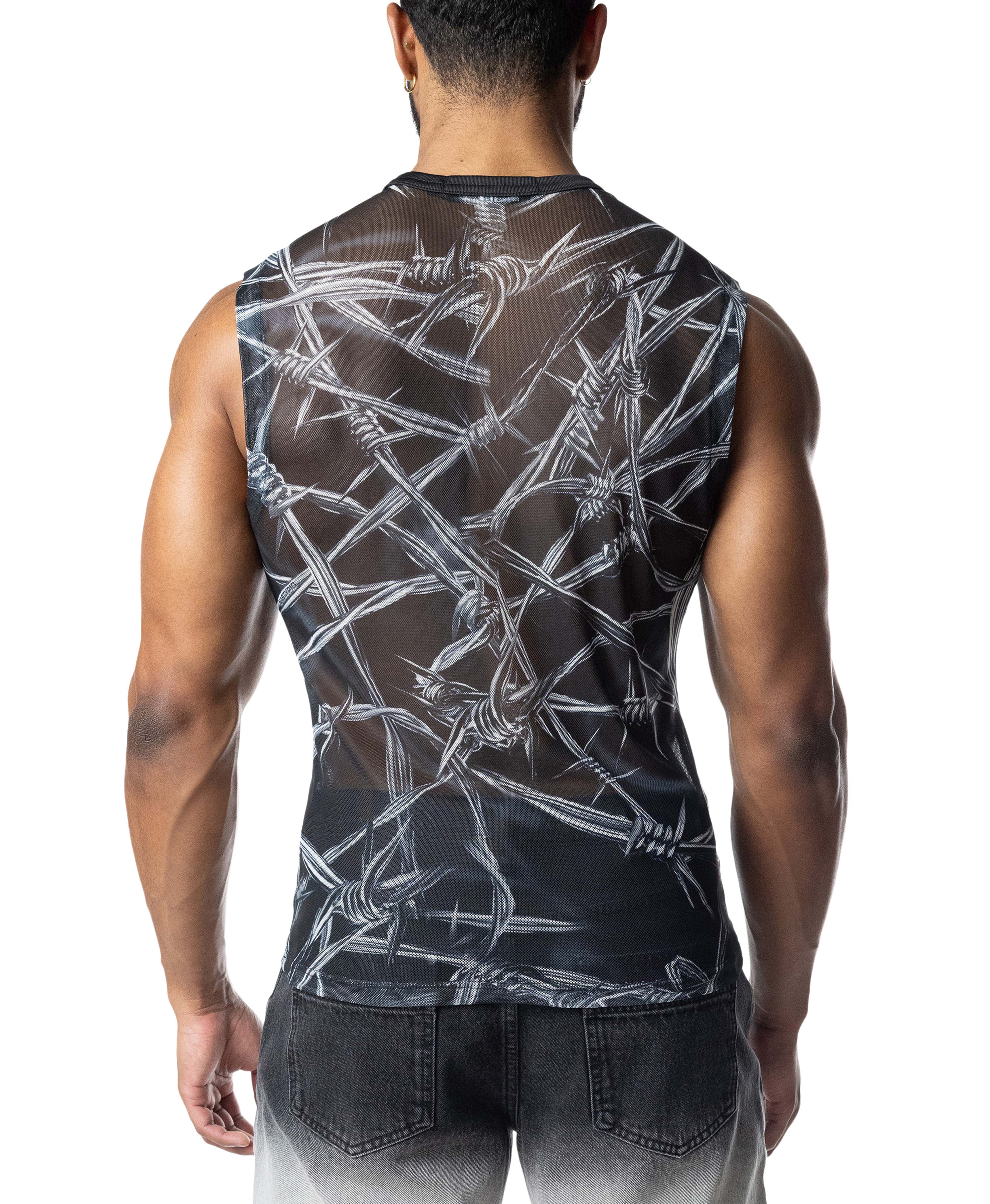 Barbed Wire Sleeveless Shirt  - Black - Image 5