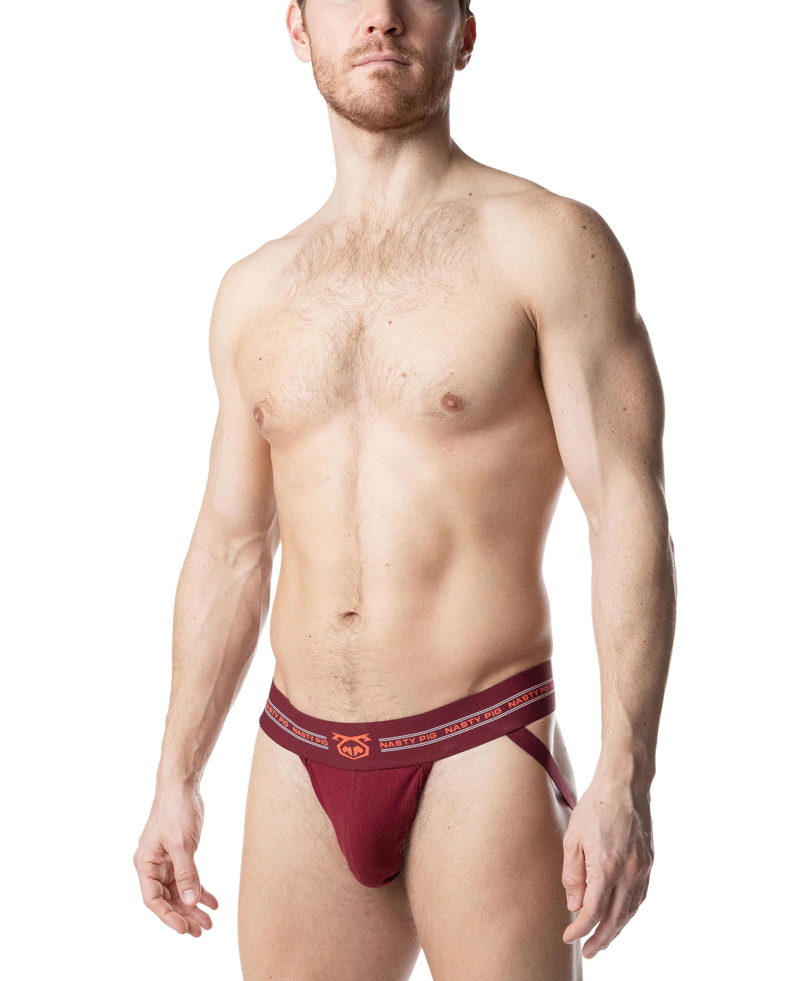 Core Jock Strap 3.0 - Burgundy/Vibrant Orange/White - Image 3