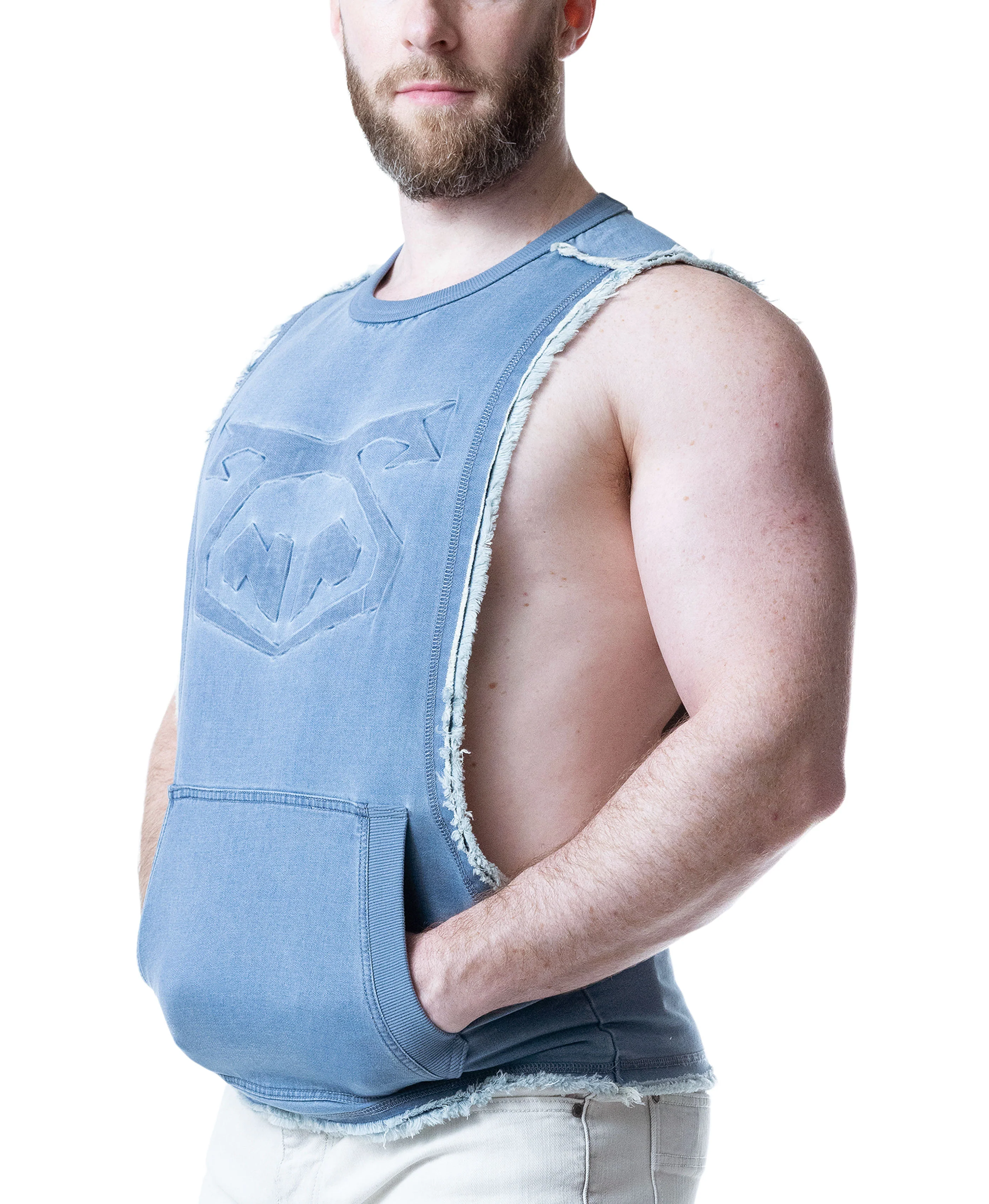 Emboss Brandmark Shredder Tank Top - Mirage Blue - Image 3