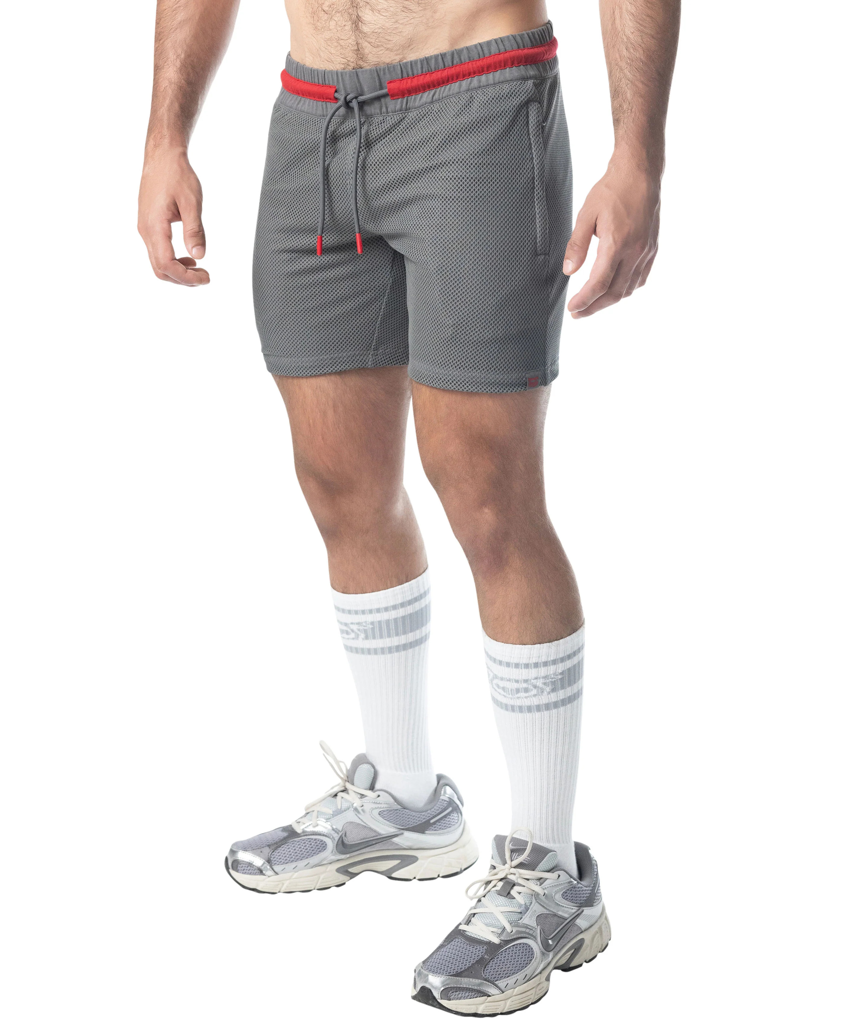 Flex Rugby Short - Charcoal Grey/Red - Image 3