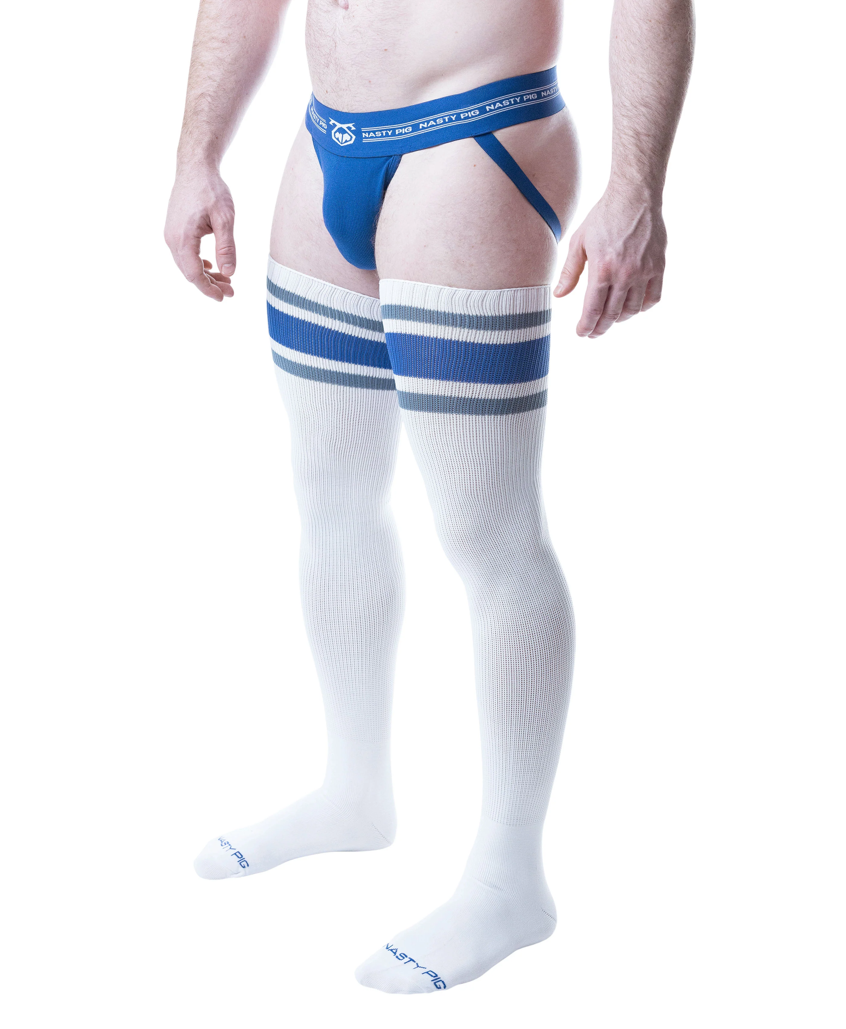 Hook'd Up Thigh High Sock - White/Quartz Blue/Mirage Blue - Image 3
