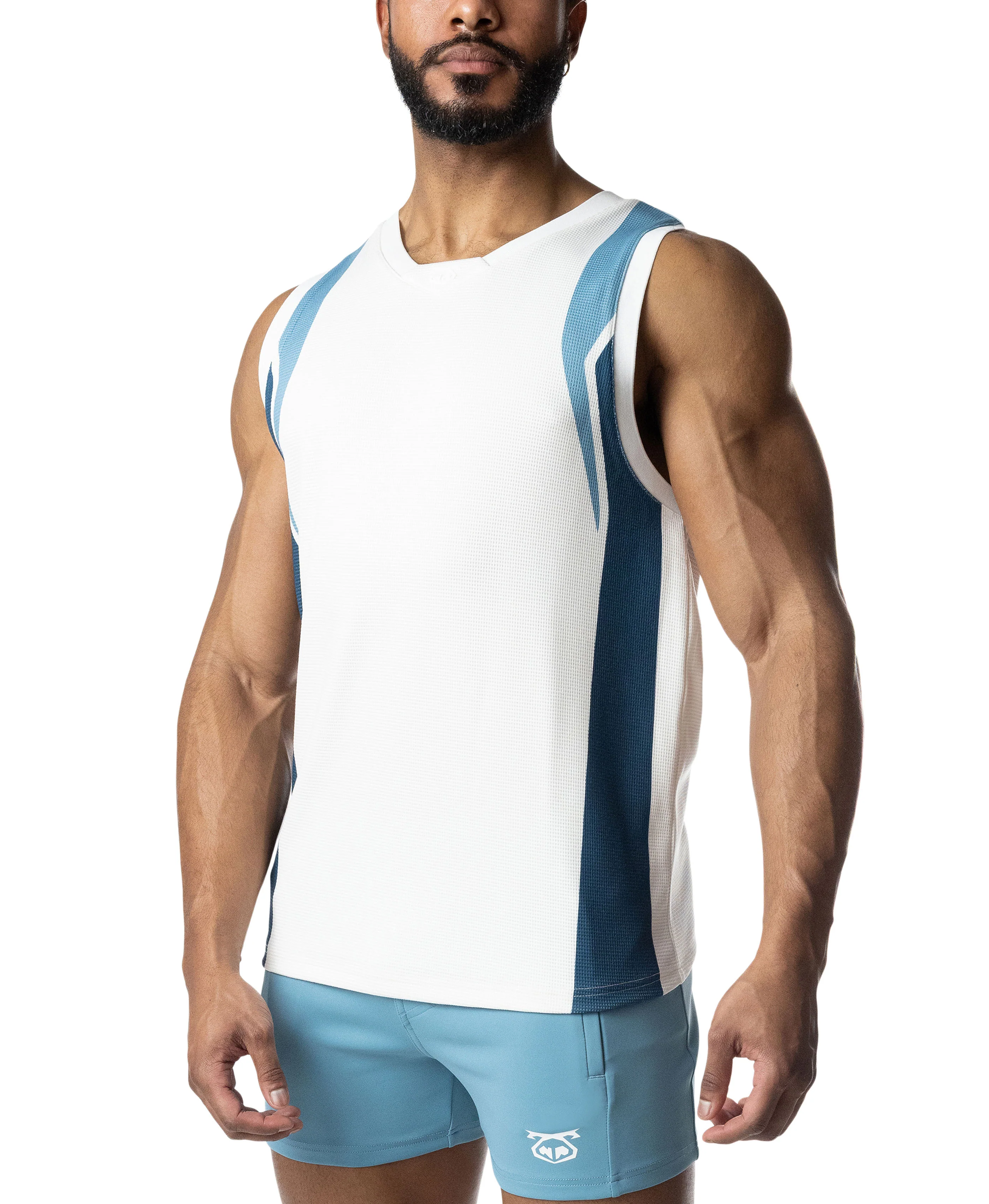 Stride Tank Top - White/Light Teal/Dark Teal - Image 3