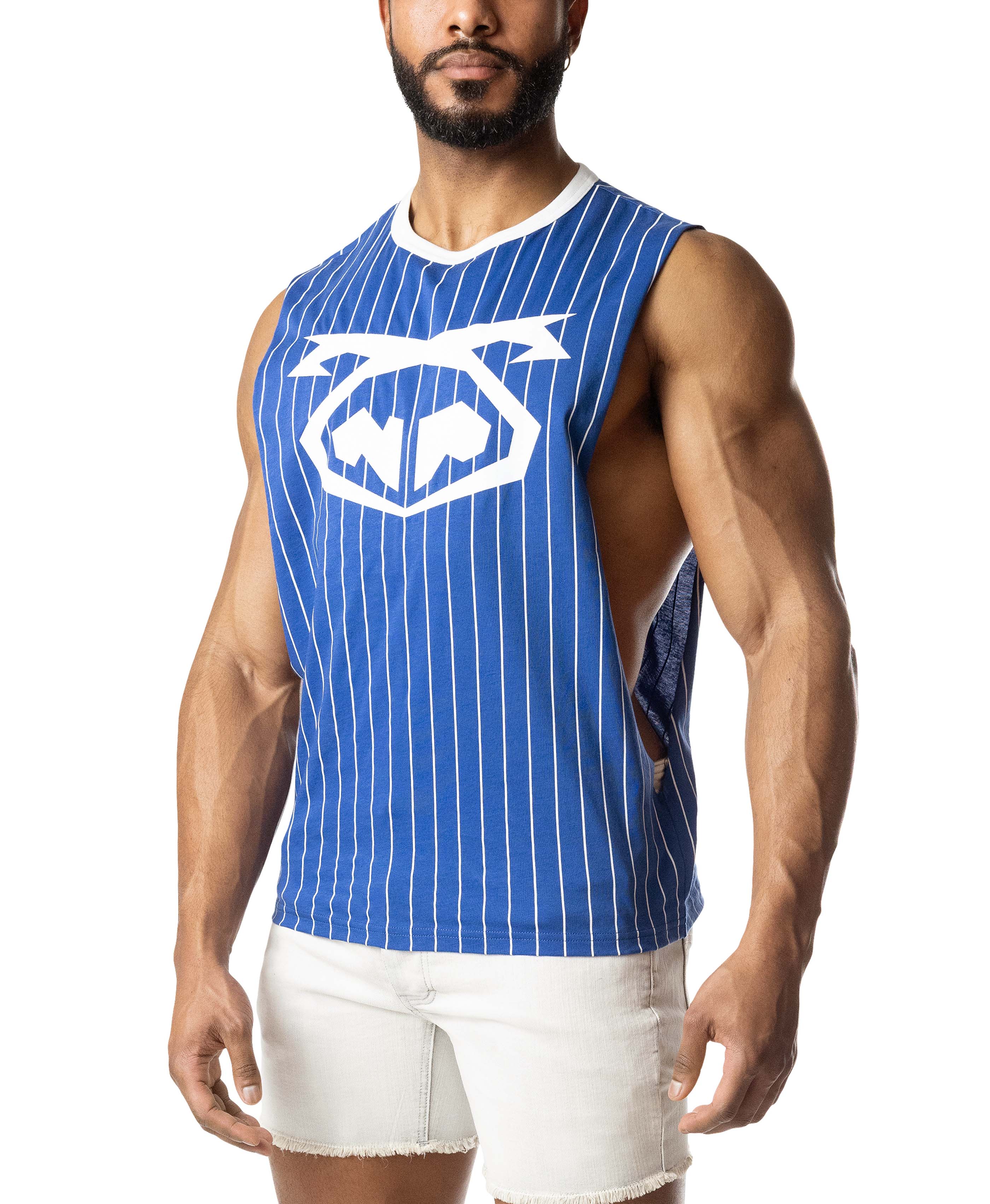 Third Base Shredder Tank Top - Quartz Blue/White - Image 3